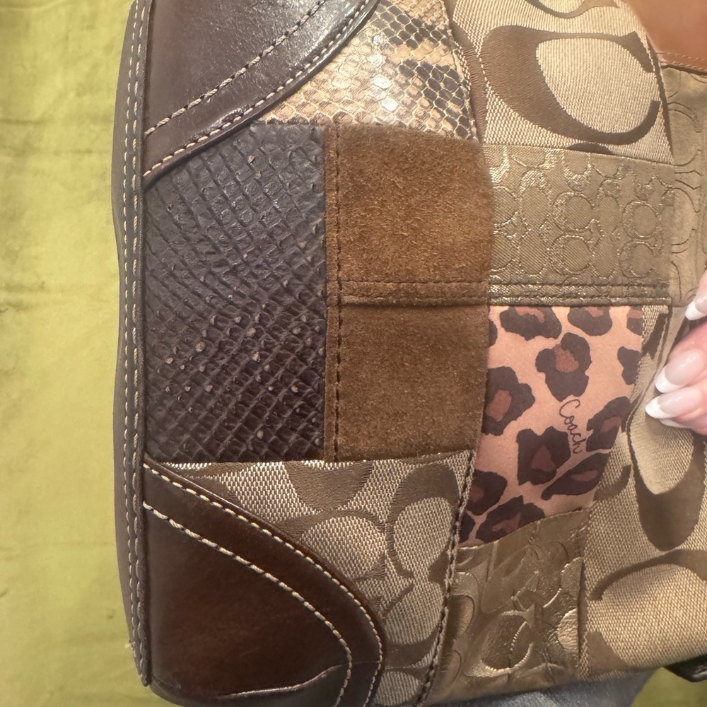 SOLD LIVE! RARE 2007 Coach Brown Animal Print Patchwork Crossbody/Shoulder Bag - Picture 15 of 17